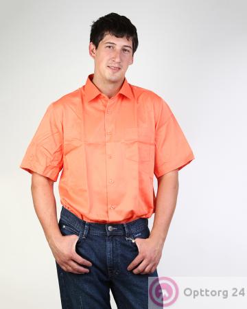 Рубашка мужская с коротким рукавом оранжевая купить оптом