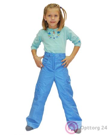 Брюки детские демисезонные голубые с карманами купить оптом