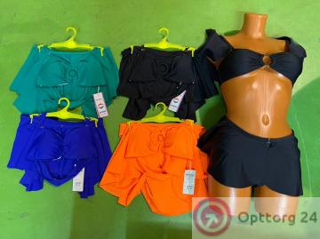 Костюм-тройка женский купальный однотонный купить оптом