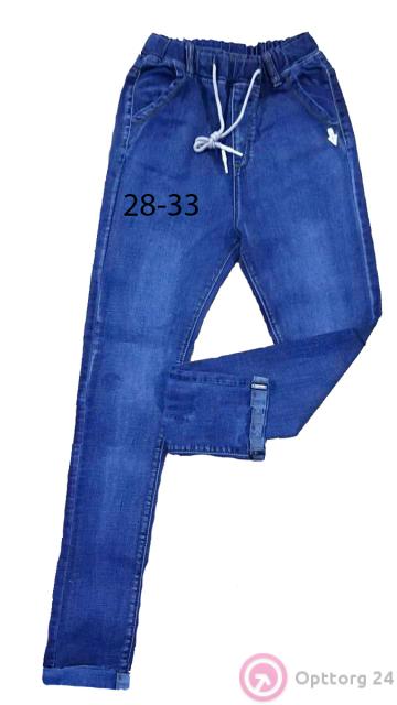 Джинсы женские пояс на резинке с небольшими потертостями купить оптом