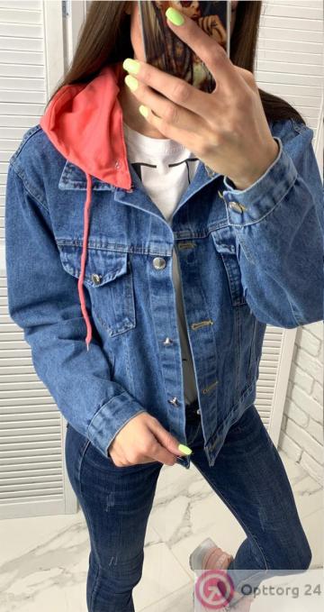 Куртка женская джинсовая с надписью на спине купить оптом