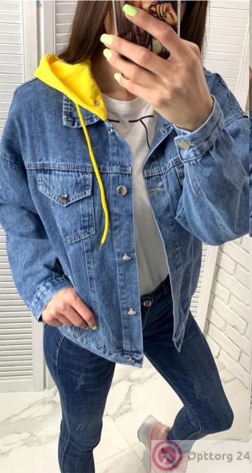 Куртка женская джинсовая с рисунком на спине купить оптом