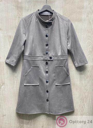 Платье женское из хлопка светло-серого цвета купить оптом