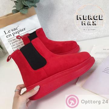 Ботинки женские зимние цвет алый купить оптом