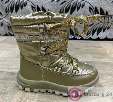 Сапоги-дутики детские золотого цвета купить оптом