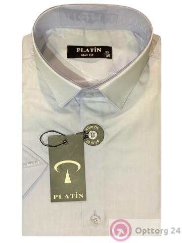 Школьная рубашка для мальчика из хлопка "Platin" приталенная белая купить оптом