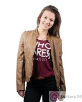 Куртка женская под кожу приталенная цвета кофе купить оптом