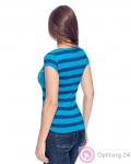 Футболка женская полосатая в сине-голубых тонах купить оптом