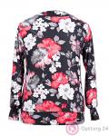Блузка женская с принтом из крупных цветов на черном фоне купить оптом