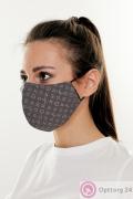 Маска тканевая с принтом серого цвета купить оптом