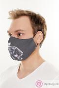 Маска тканевая серого цвета с принтом купить оптом