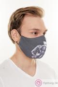 Маска тканевая серого цвета с принтом купить оптом