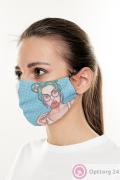 Маска тканевая голубого цвета с принтом купить оптом