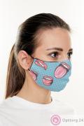 Маска тканевая голубого цвета с принтом купить оптом