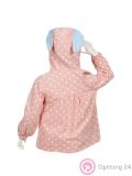 Куртка детская для девочки кремово-розового цвета с ушками на капюшоне купить оптом