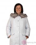 Пальто на синтепоне женское  демисезонное серо-голубого цвета с мехом купить оптом