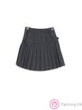 Юбка школьная классическая серого цвета для девочки с накладным карманом купить оптом