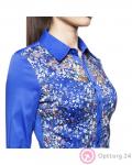 Блузка длинный рукав синяя с цветочным принтом купить оптом