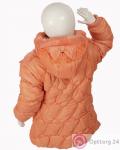 Куртка детская оранжевого цвета с мехом на плечах и на капюшоне купить оптом