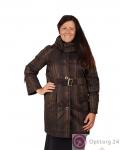 Пальто женское коричневого цвета с поясом купить оптом