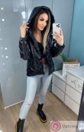 Куртка женская демисезонная из эко/кожи цвет черный купить оптом
