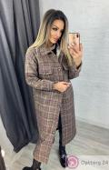 Пальто женское демисезонное с принтом в крупную клетку купить оптом