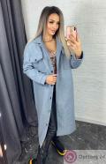Пальто женское демисезонное цвет серо-голубой купить оптом