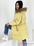 Куртка зимняя женская с натуральным мехом цвет желтый купить оптом