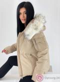 Куртка зимняя женская с искусственным мехом цвет кремовый купить оптом