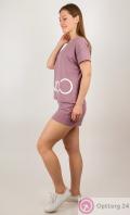 Спортивный женский костюм футболка и шорты цвет какао купить оптом