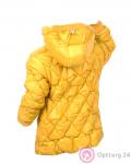 Куртка для девочки желтого цвета со вставками из натурального меха купить оптом