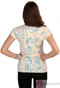 Женская футболка кремового цвета с голубым принтом. купить оптом