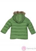 Пуховик детский на двойном синтепоне с искусственным мехом зеленый купить оптом