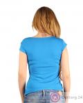 Футболка женская голубая с гофрированным воротником купить оптом