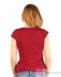 Футболка женская бордового цвета с гофрированным воротником купить оптом