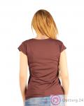 Футболка женская коричневая с гофрированным воротником купить оптом