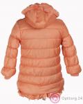 Детский пуховик для девочки персикового цвета с пушком в области плеч купить оптом
